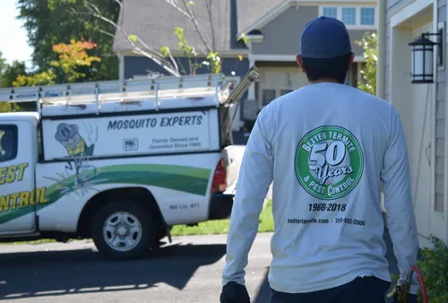 Better Termite technician arriving for a scheduled pest control visit at a Great Falls property